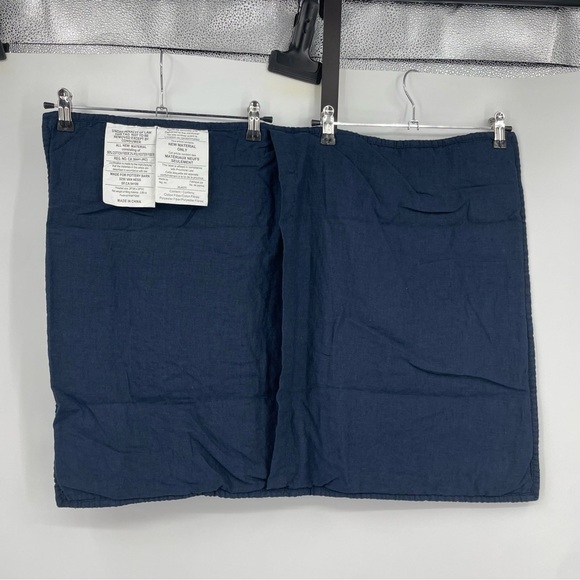 Pottery Barn Belgian Flax Linen Floral Stitch standard Sham Blue - Picture 2 of 5